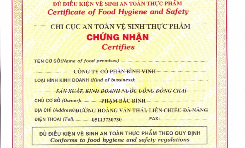 Chứng nhận an toàn thực phẩm